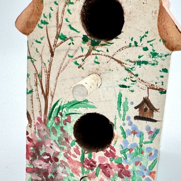 Hand-Painted Miniature Birdhouses Set Of 2 Floral Designs L Magee 4" Gift Decor - Picture 6 of 8